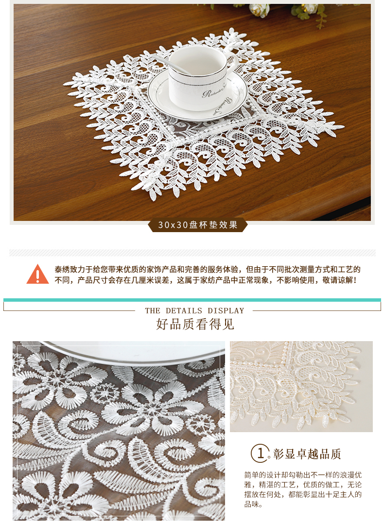 Châu âu Ren Coaster Chiếu Bảng Vòng Vuông Cách Nhiệt Bát Thảm Pads Vải Chén Thảm khăn trải bàn để dưới kính