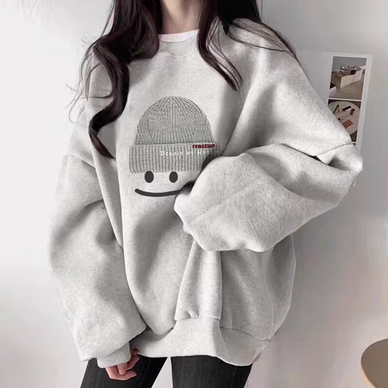 Round Neck Nursing Sweatshirt, New Fashionable Spring, Autumn and Winter Style, Loose Top with Velvet, Long Sleeves, Zipper for Breastfeeding When Going Out
