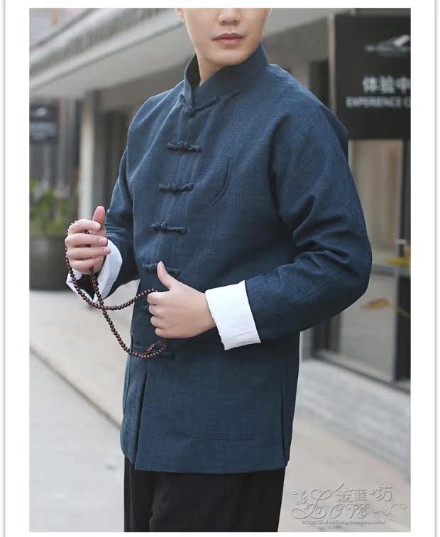 Phong cách Trung Quốc Tang phù hợp với quần áo nam giới trẻ trung và retro Trung Quốc Slim Han dịch vụ trà áo dài Trung Quốc đồ bộ kiểu