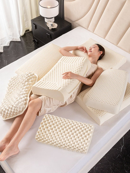 [Send Pillowcase] Thailand Natural Latex Pillow Cervical Pillow Adult Rubber Pillow For Home Latex High and Low Pillow