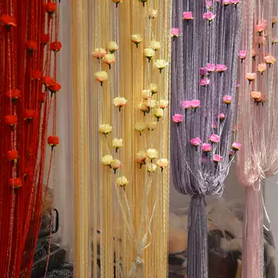 Rose curtain curtain Korean romantic wedding shape hanging curtain porch partition window decoration beauty salon curtain