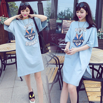 Pregnant Women summer dress 2020 Summer tide hot mom fashion summer short sleeve top summer skirt cotton T-shirt