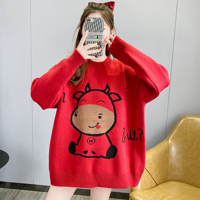 New Year Maternity Fall/Winter 2021 New Set Fashion Tops Winter Thick Sweater Mid-Length Undershirt