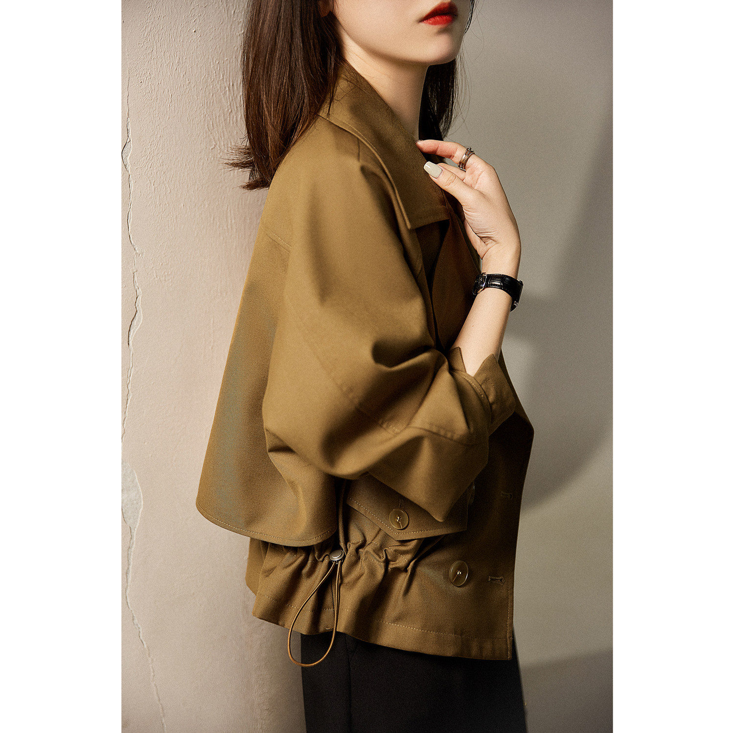 British vintage air temperament wearing coat jacket sleeve woman loose suit leap ELWT45752