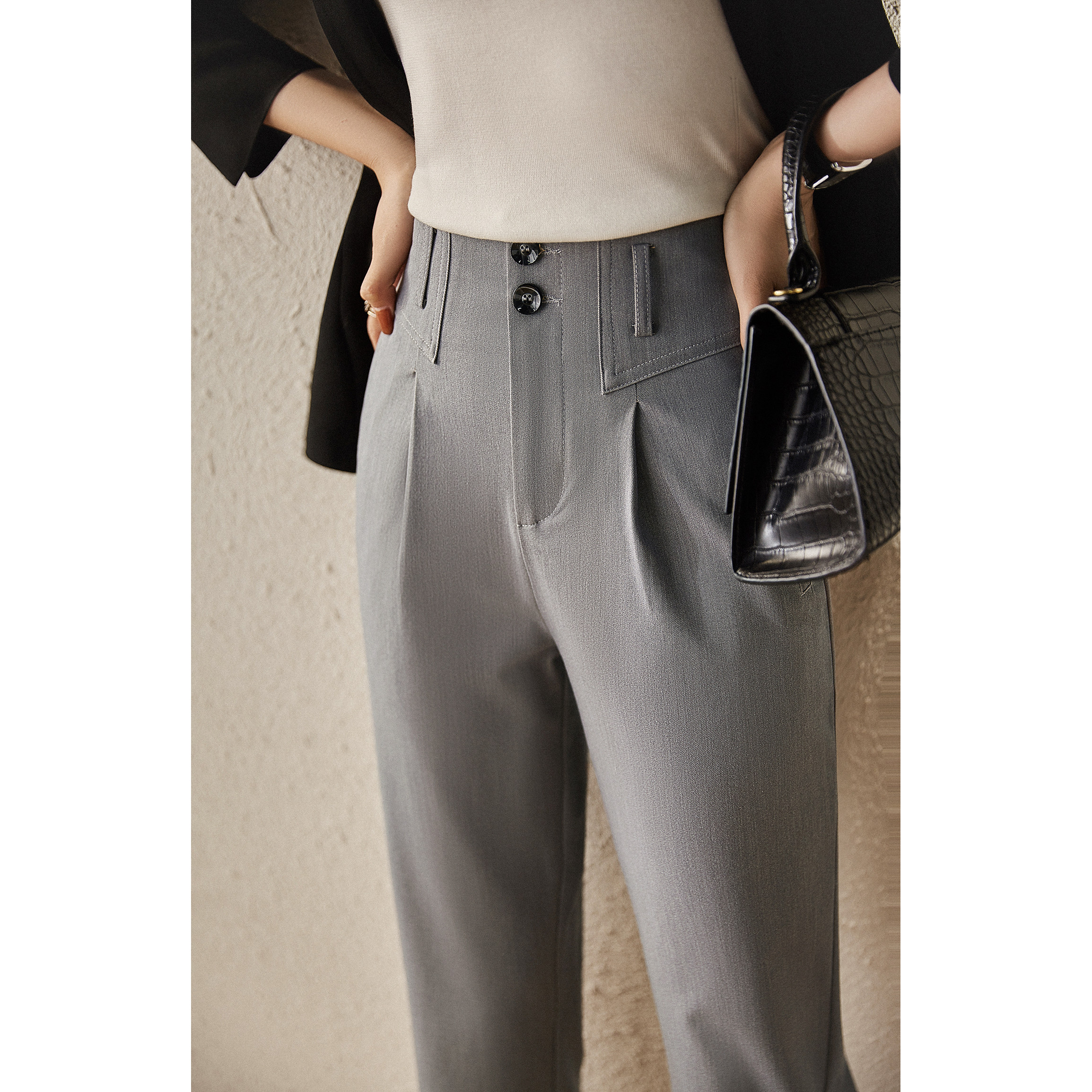 Standing Body with type High waist display slim straight tube Smoke Tubes Pants Casual Pants Fashion Design Lady ELKZ45761