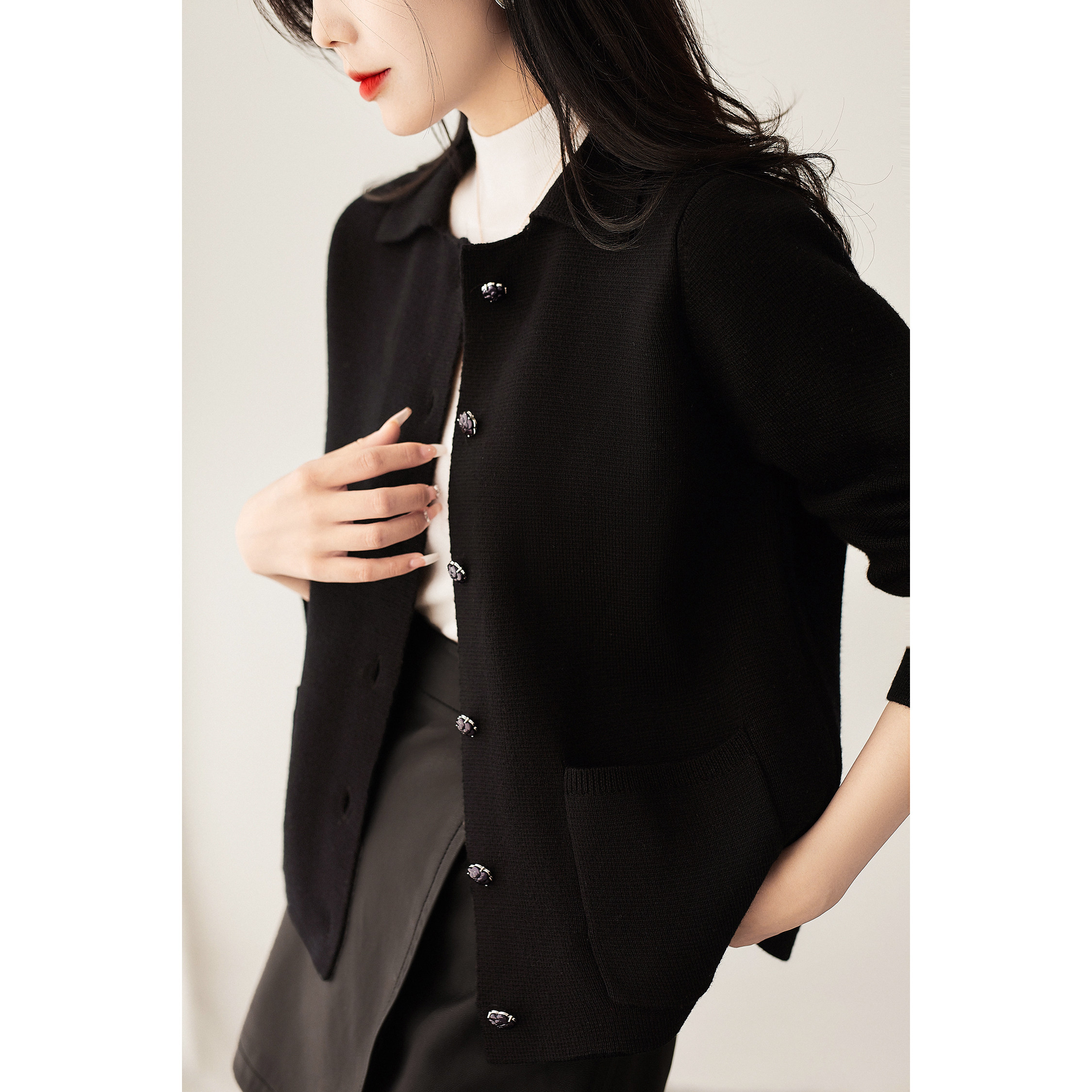 のAutumn Heavy Newest Machine Washable Pure Wool 800g Class COCO Camellia Jacket EGZY56361