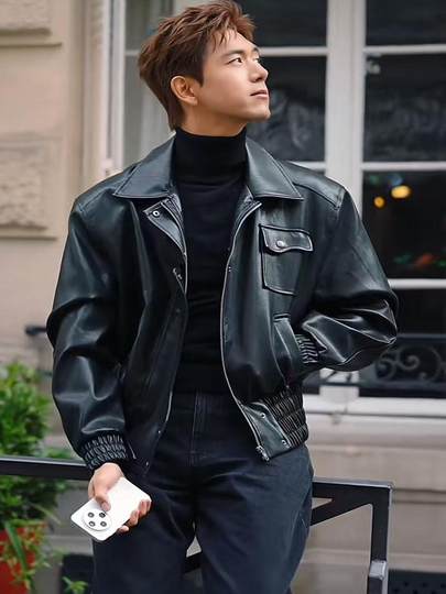 Li Xian Style Leather Jacket for Men, 2025 New Vintage American Style, Handsome Casual Pu Motorcycle Leather Jacket, Trendy Coat