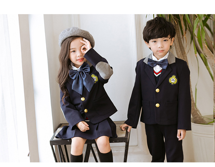 Bộ đồng phục trẻ em phong cách Anh bộ bé trai và bé gái bộ váy nhỏ mùa thu đồng phục trường tiểu học và trung học mới quần áo trẻ em