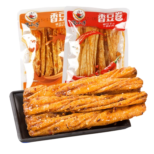 傻小子 Рулет из сладкой фасоли, 250 г, сушеный тофу с кожей, барбекю, острые, пряные чипсы, повседневные закуски, острые закуски
