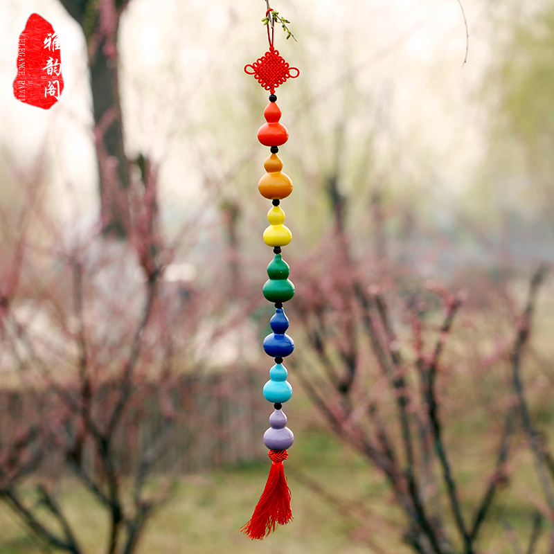 Natural colorful gourd hanging decoration painted seven colors spray paint China knot series of small gourd home decoration gifts
