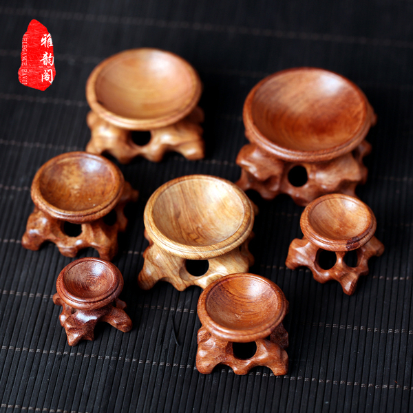 Crafts Small Calabash Solid Wood Base Bracket Bottom Tray Cut Out Red Sandalwood Wooden Rack Decoration Hand Toy Gourd Base