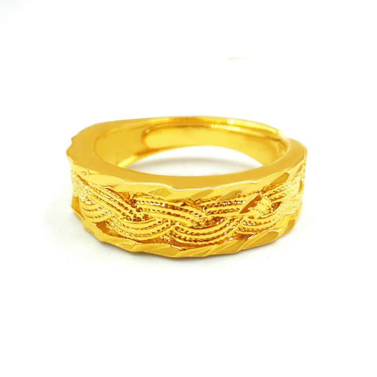 Việt Nam Shajin Twist Ring cho nam và nữ trong một thời gian dài mà không giảm tiền tệ châu Âu giả vàng giả vàng bóng lấp lánh nhẫn mạ vàng - Nhẫn nhẫn nam đẹp