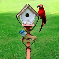 Белый сад + 1 красный попугай, 1 синяя птица