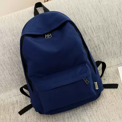 Korean version of the tide hipster solid color simple canvas backpack women's backpack Campus School style schoolbag junior high school students male