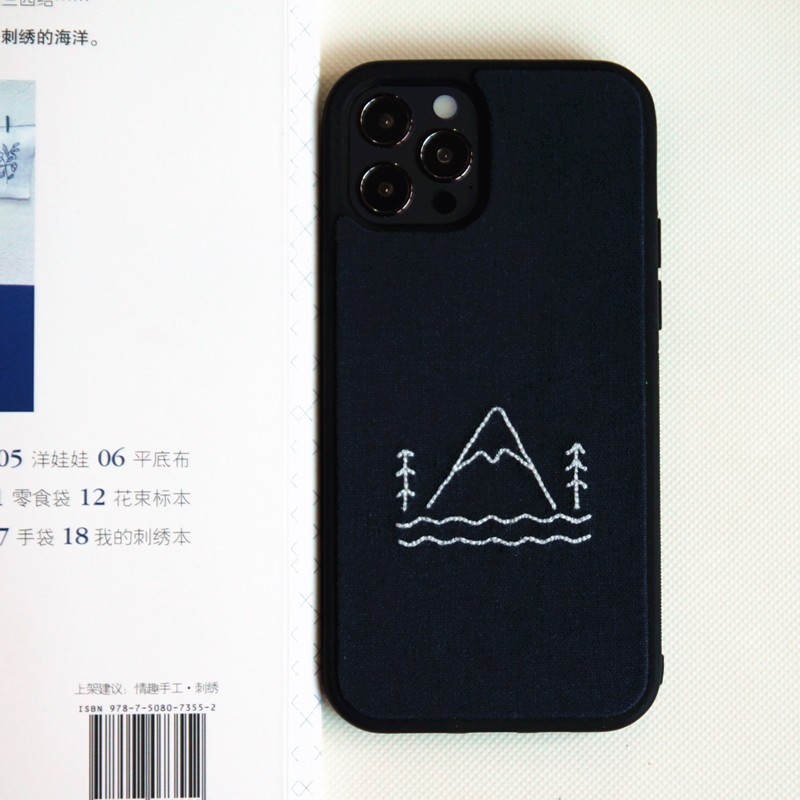 Customize original cloth art mobile phone protective shell iPhone12 minimalist promax embroidery in lukewarm wind mini protective shell