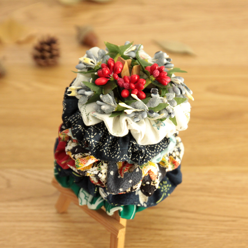 Handmade Japanese style simple fresh Joker Korean floral rubber band hair ring meatball head intestinal ring fabric hair ring