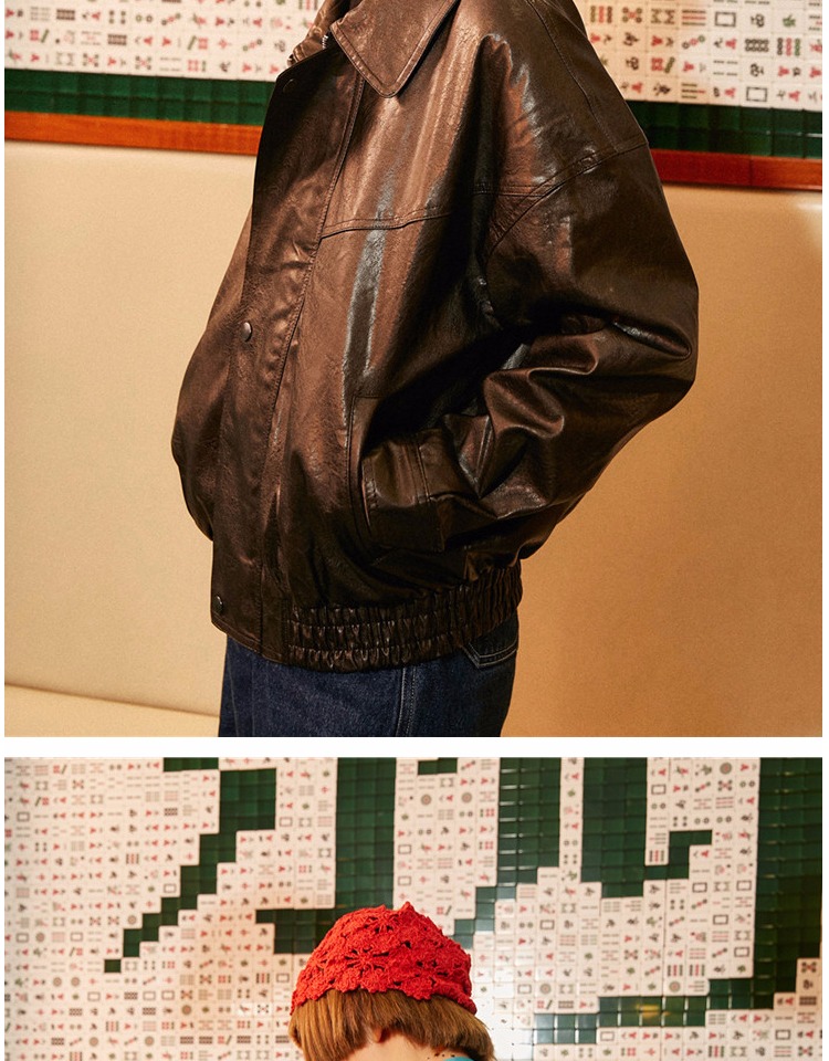 Yang Erda Dream Original Homemade 2018 Sản phẩm mới Made in China Retro Locomactor Lapel Leather Jacket Jacket áo da lộn zara