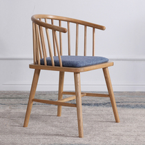 Nordic solid wood dining chair desk and chair rubber wood ring chair leisure modern simple home single chair