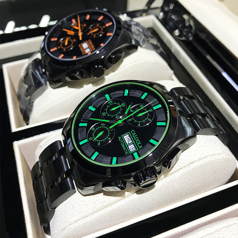 Corolla Multifunctional Automatic Mechanical Watch Men's Watch Steel Band Sports Men's Watch Waterproof Black Watch