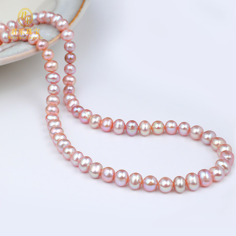 Natural seawater akoya pearl 18K gold collarbone necklace female large round mother model for elders