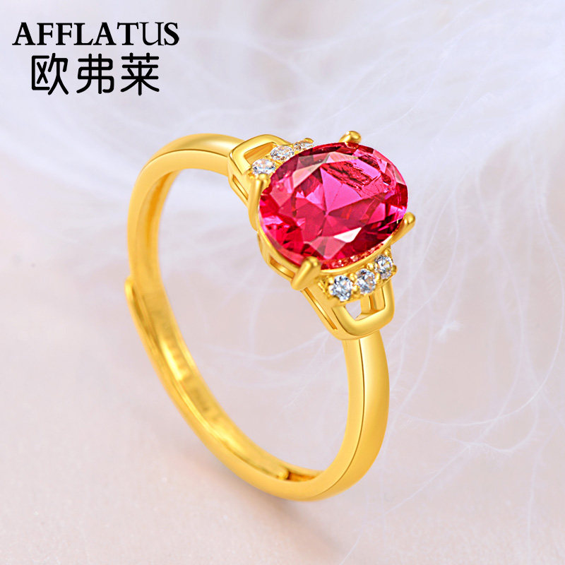 The gold ring girl 24 K ruby birthday gift to send ladies to open the wedding ring
