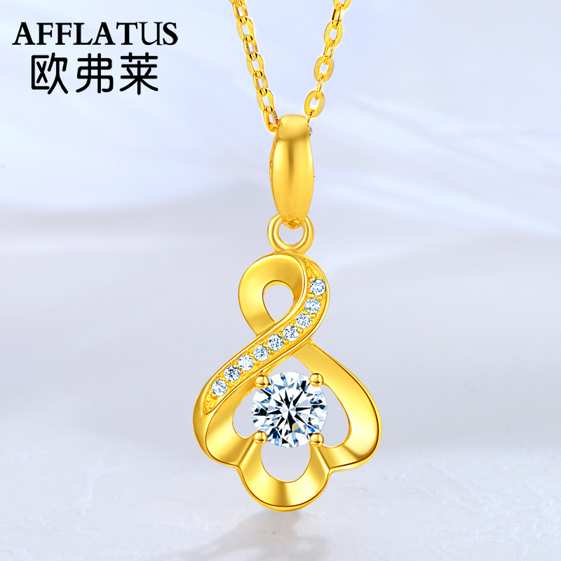 Gold Pendant Women 24k Pure Gold New Collarbone Christmas Gifts To Girlfriend Lady 999 Foot Gold Necklace