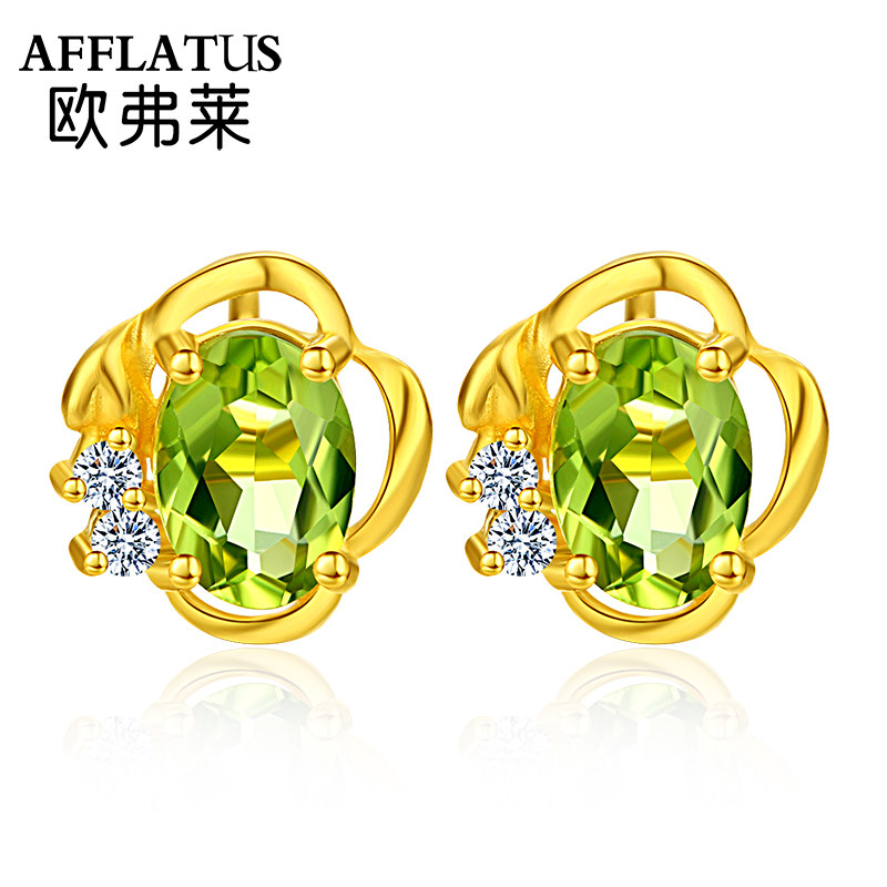 Eurofry 999 Gold Olive Stone Earshot Female Jewelry Jewelry 24K Pure Gold Jane about 100 hitch in Korean version