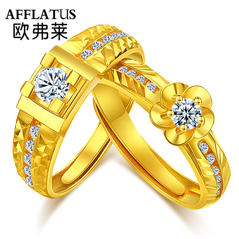 Pure gold 999 gold couple ring men and women fashion 24K pure gold wedding ring ladies proposal ring gift