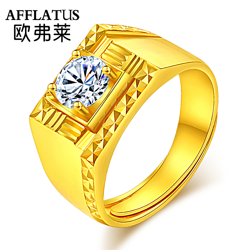 New man 24K gold ring 999 gold opens fashion pure gold diamond ring boy's birthday present to husband