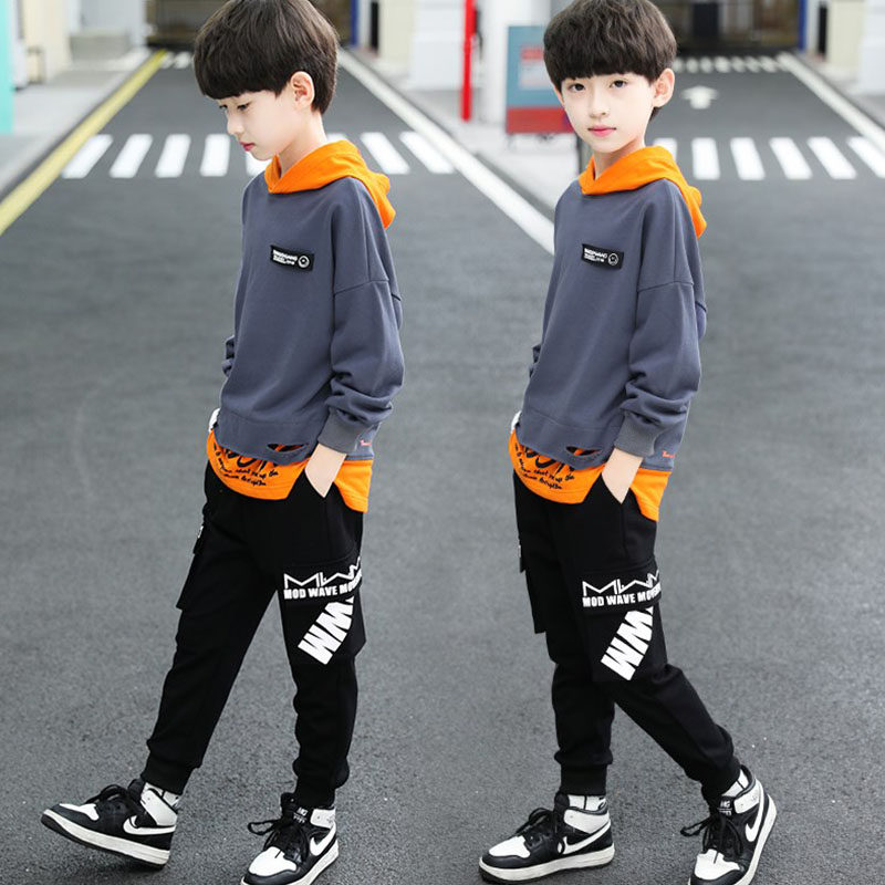 Boy Spring Clothing Suit 2021 New Children Suit Boy Great Boy Spring Autumn Season Handsome two sets of Korean version Chaoters
