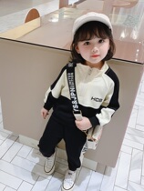 Korean childrens clothing small girl suit fashionable foreign style Net Red girl childrens sports two-piece 3-year-old baby Autumn 5