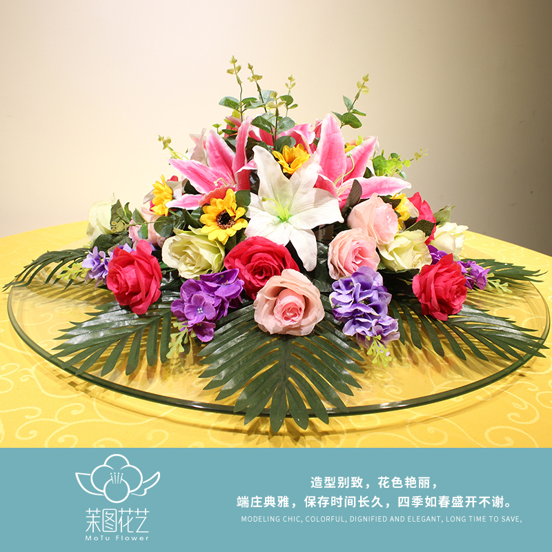 Simulation of flower table flower fixture flower simulation flower silk table floral flower Roundtable tabletable tea table plastic decoration table