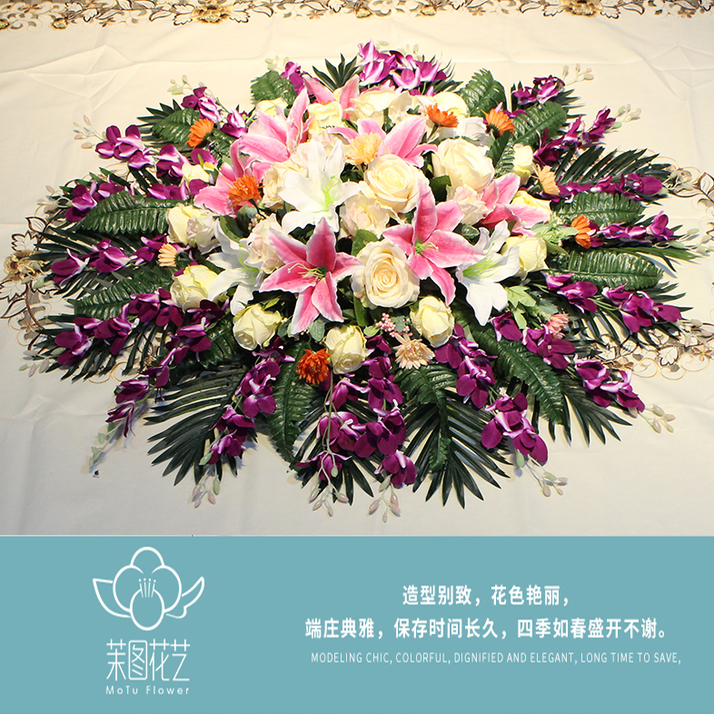 Large round table flower swirl flower simulation flower table flower table flower rose lily decorated flower silk flower fake flower