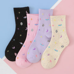 Socks women universe starry sky Korean version ins trendy Japanese soft girl cute sweet starry mid-calf socks