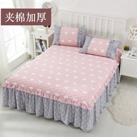 Công chúa Hàn Quốc chăn bông đơn chiếc váy ngủ cotton dày chống trượt 1,5 / 1,8m ren trải giường váy giường