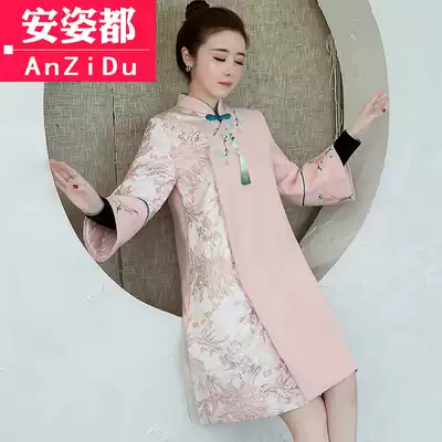 Tang dress Autumn and winter Chinese style girl retro style Hanfu Republic of China modified cheongsam top Chinese women's woolen jacket