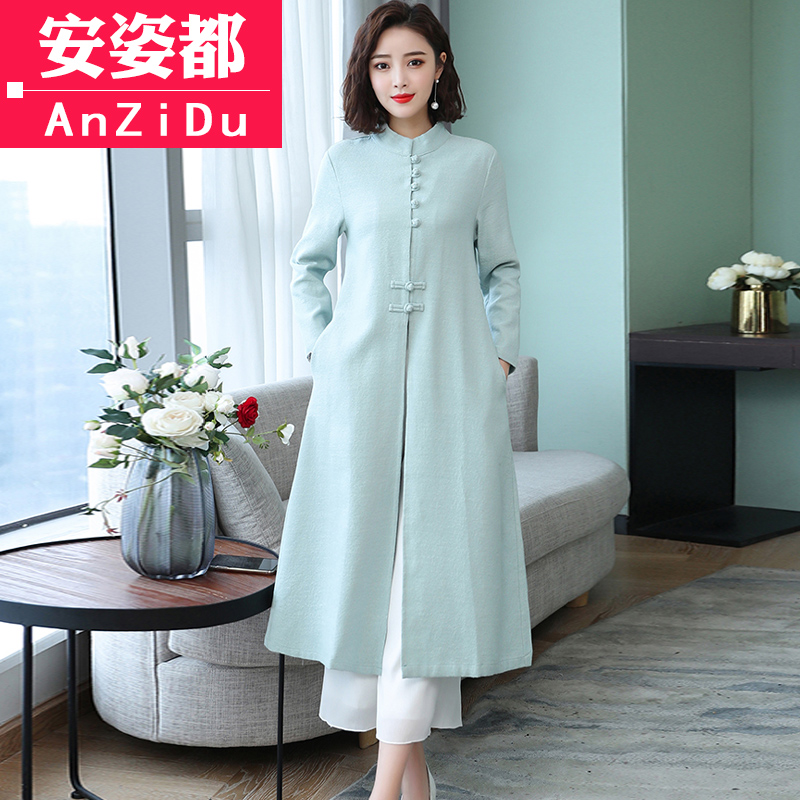 Chinese women's clothing Improved Tang suit Chinese style qipao blouses Chinese wind retro cotton numb tea suits women Zen Seri Zen
