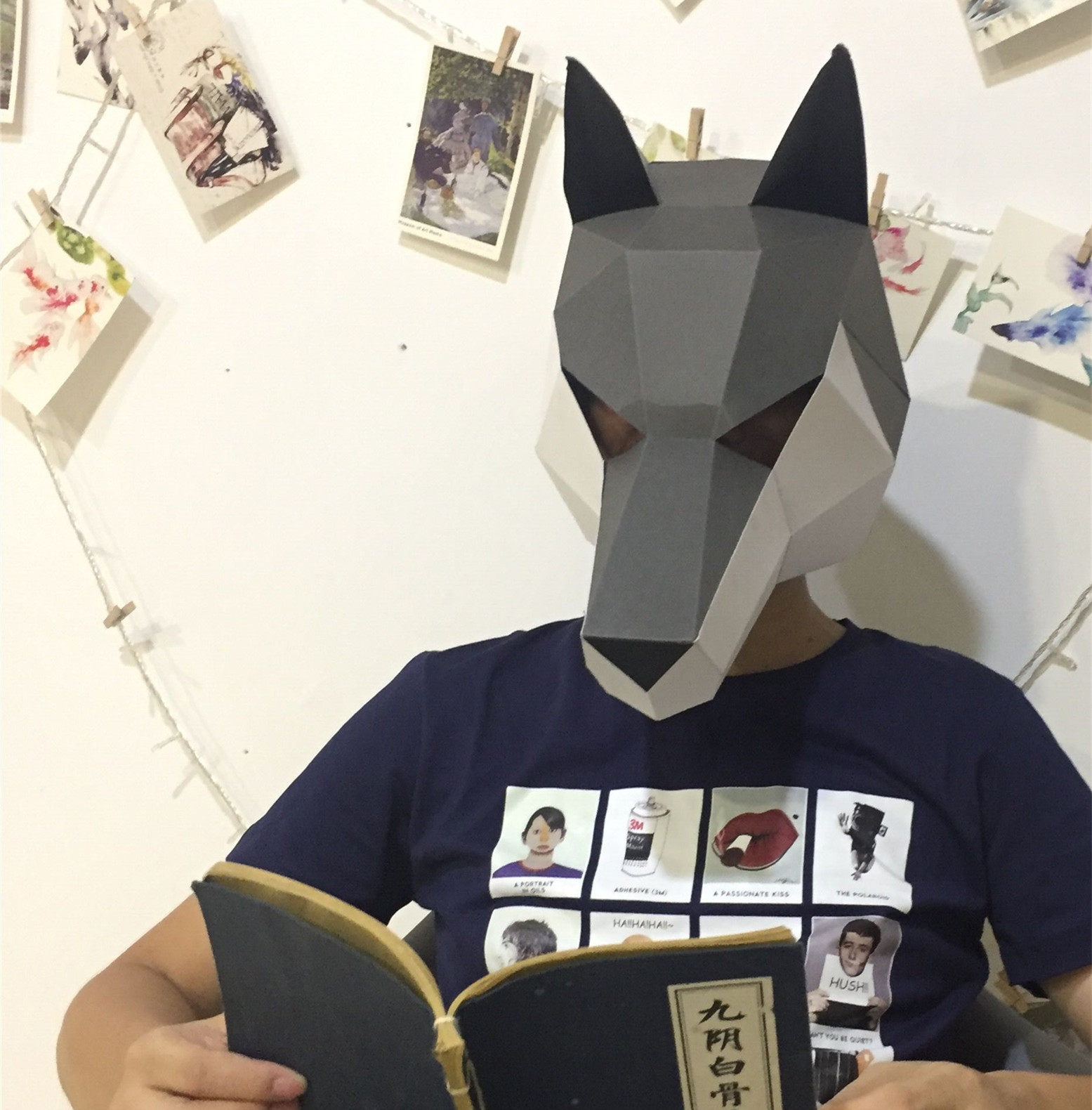 Creative diy paper mask werewolf big bad wolf headgear masquerade party performance animal props Halloween cos