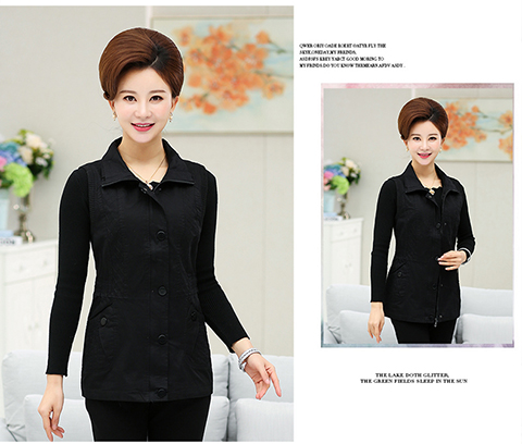 Áo bà mẹ trung niên chất liệu áo khoác cotton mùa xuân và mùa thu ngắn - Áo vest áo khoác nữ kaki