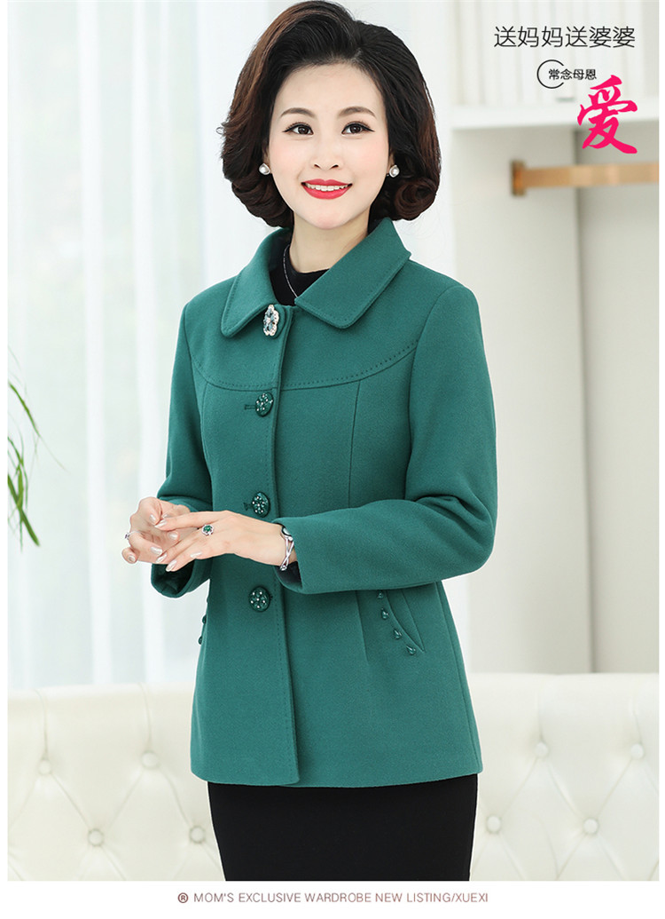 Áo khoác ngắn mùa thu cho mẹ 40-50 tuổi 2018 Áo len nữ trung niên mới áo măng tô nữ dáng dài