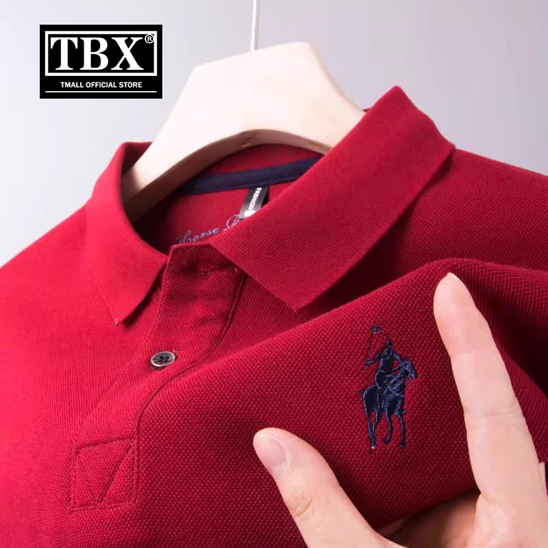 Red Polo Shirt for Men, Long-Sleeve T-Shirt, 2026 New Model, Suitable for Father's Wedding Banquet, Short-Sleeve Polo for Men