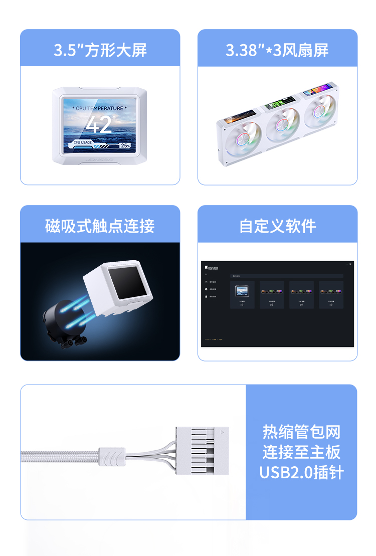 JONSBO乔思伯TF3-360SC屏显一体式水冷ARGB风扇电脑360水冷散热器插图1