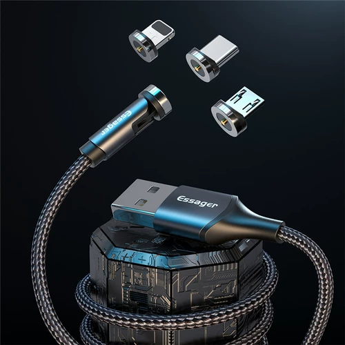 Essager540 G Вращающаяся магнитная всасывающая кабель всасывания Трехно -в одном круглой слепой линии поглощения изгибающий магнитный всасывающий кабель