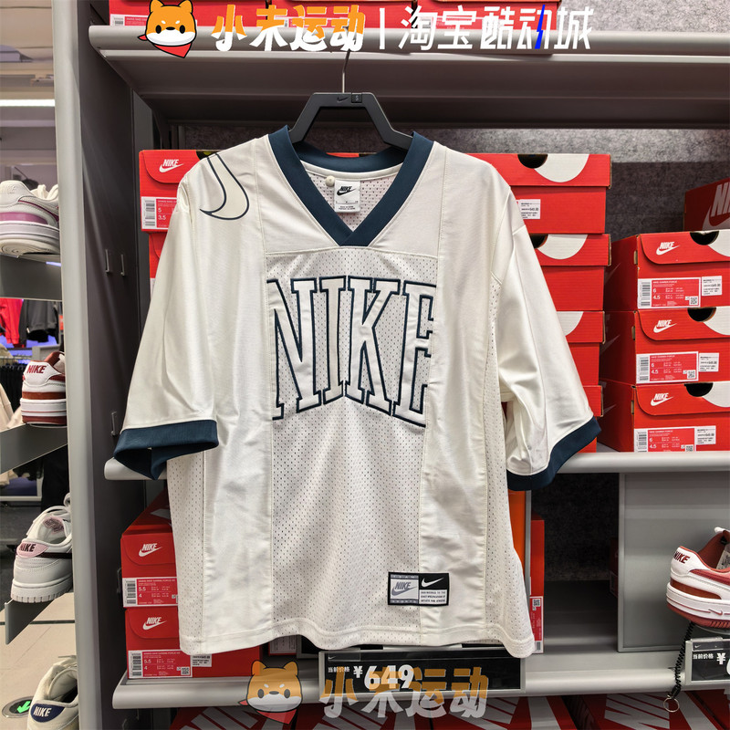 Nike Authentic Women's Short-Sleeved Retro Loose-Fitting Sports Casual T-Shirt Jersey Hj0281 Nike Authentic Women's Short-Sleeved Retro Loose-Fitting Sports Casual T-Shirt Jersey Hj0281
