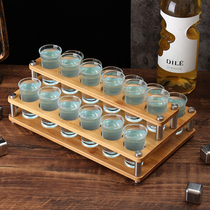 Bomb Cup Cup holder one cup small glass White glass shot Cup cocktail cup holder bamboo rack wine set 15ml