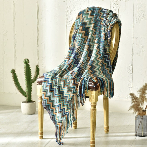 Трикотажное одеяло, диван, стиль бохо