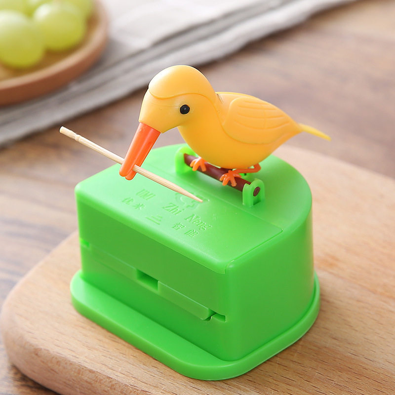 Smart small bird pecking toothpick box by press type intelligent toothpick cylinder creativity automatically pops up cute little bird toothpick jar
