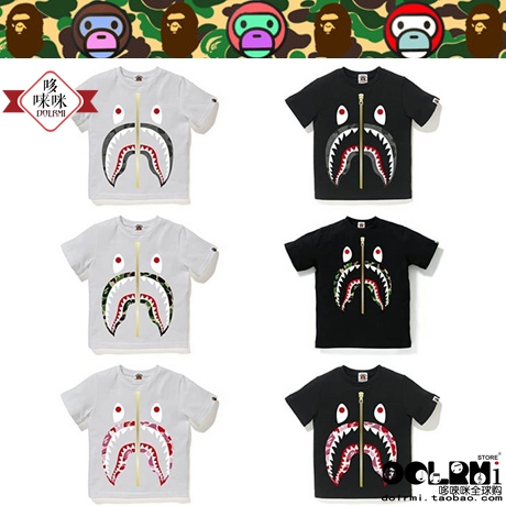 Japan BAPE ABC CAMO SHARK TEE camouflage shark children's short-sleeved T-shirt 0914