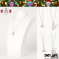 Japan BAPY DOUBLE NECKLACE Tide Card Ape Lady Series Women Money Chain 0617