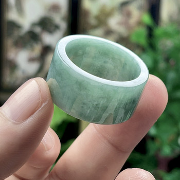 Natural a grade blue water full green jadeite finger ring